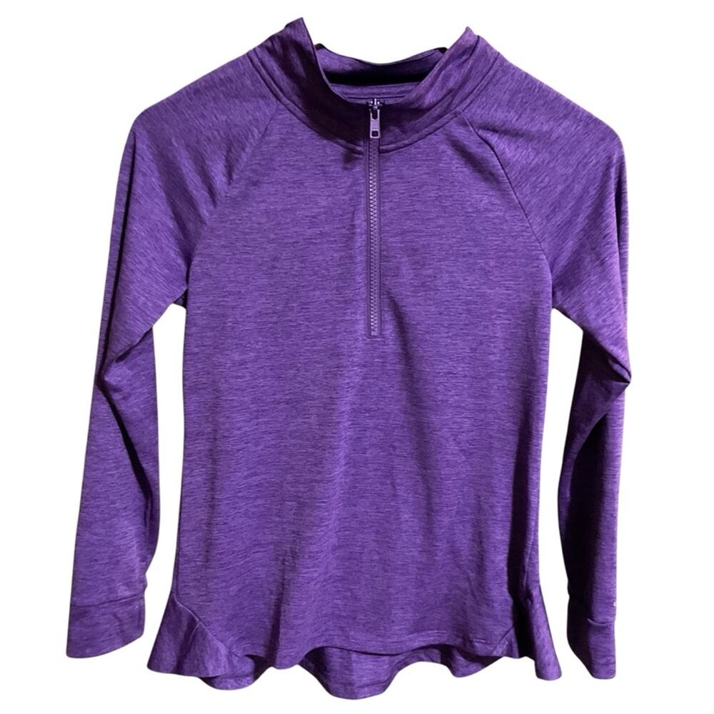 Carhartt Youth Girls Size L 12 Purple Heather 1/4 Zip Pullover Long Sleeve Shirt